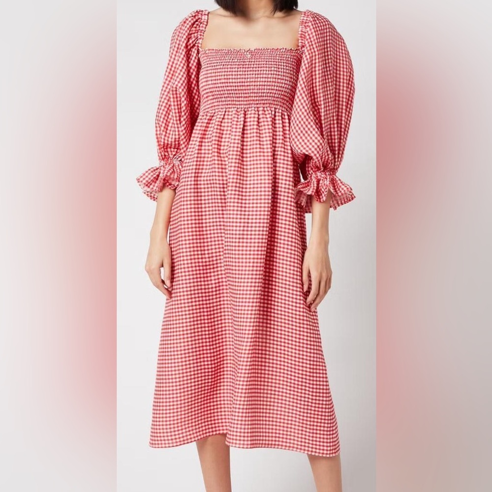 Sleeper Red Gingham Midi Dress